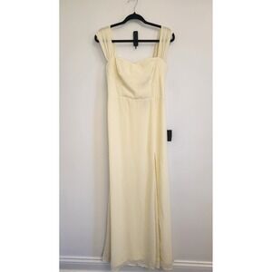 Lulus Cream Yellow Maxi Dress Sleeveless Slit Size‎ Large NWT